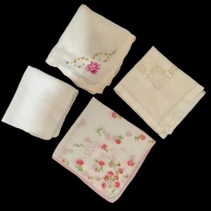 4 vintage dainty delicate handkerchiefs.   #6